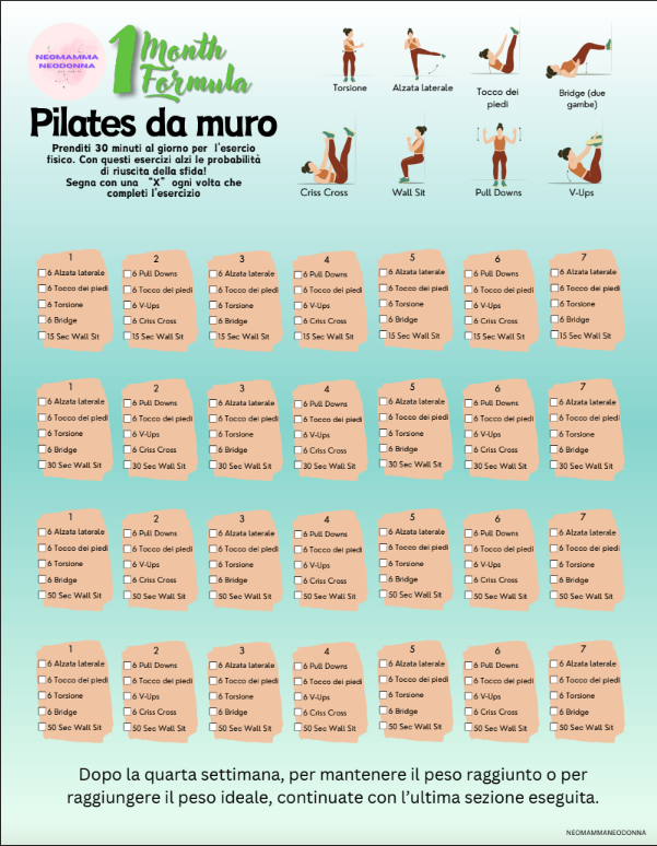 One Month Formula – Il Programma Completo: Dieta + Pilates da Muro + Tracker